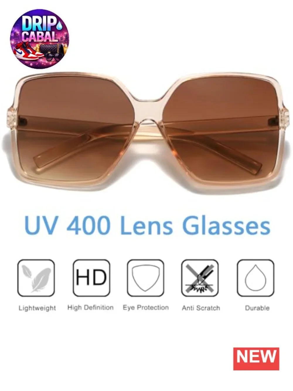 Chic Oversized Square Sunglasses 100% UV Protection for Women